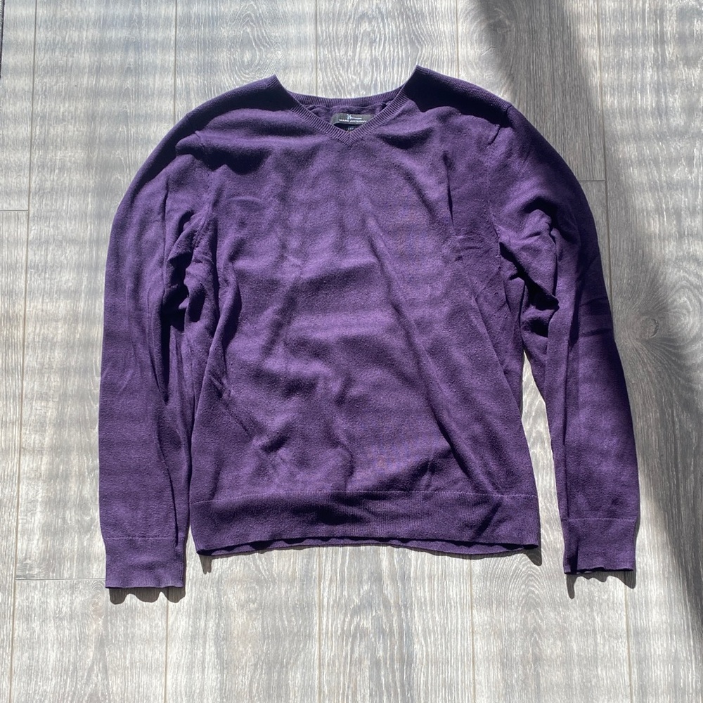 Marc Anthony - Men’s Cotton Blend V-Neck Sweater in Grape Purple - Size M